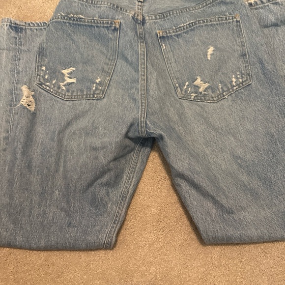 Agolde Light Blue Ripped Straight Leg Jeans - Picture 5 of 5